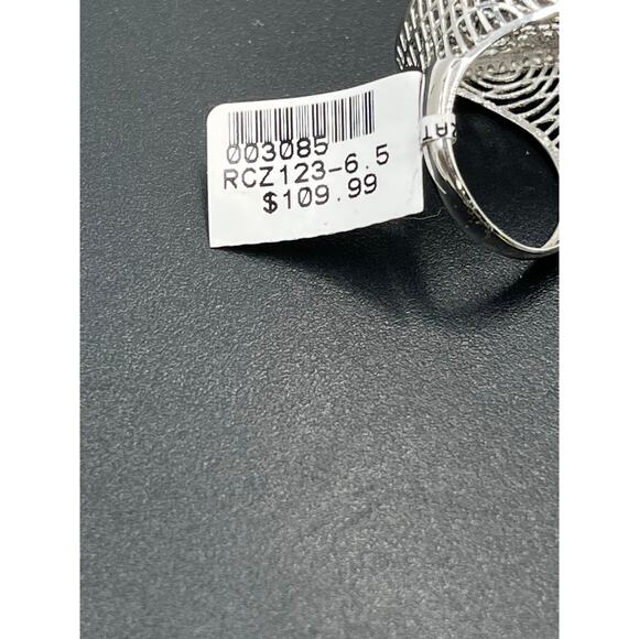Sterling Silver 925 Pave CZ Concave Weave Spider Web Ring Sz 7 New - Picture 8 of 8